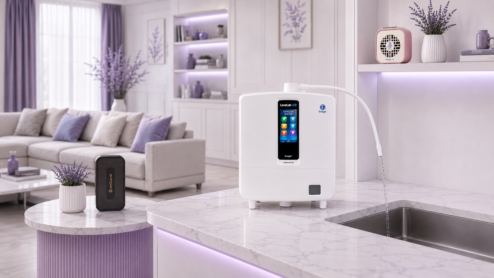 Leveluk K8 Enagic Kangen Water ionizer with emGuarde and Kangen Air in a modern Philippine home